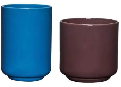 Hübsch Deux Potte 2 Stk. Rotbraun/Blau